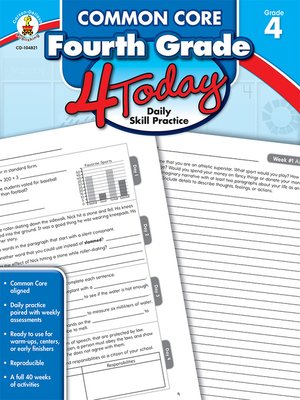 cover image of Common Core Fourth Grade 4 Today: Daily Skill Pracitce